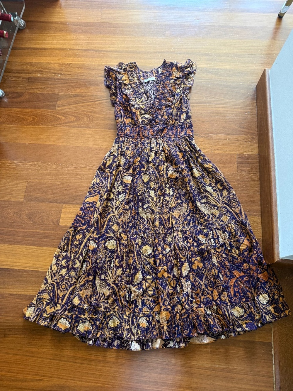 Printed Orange, Gold and Purple Ulla Johnson Dress